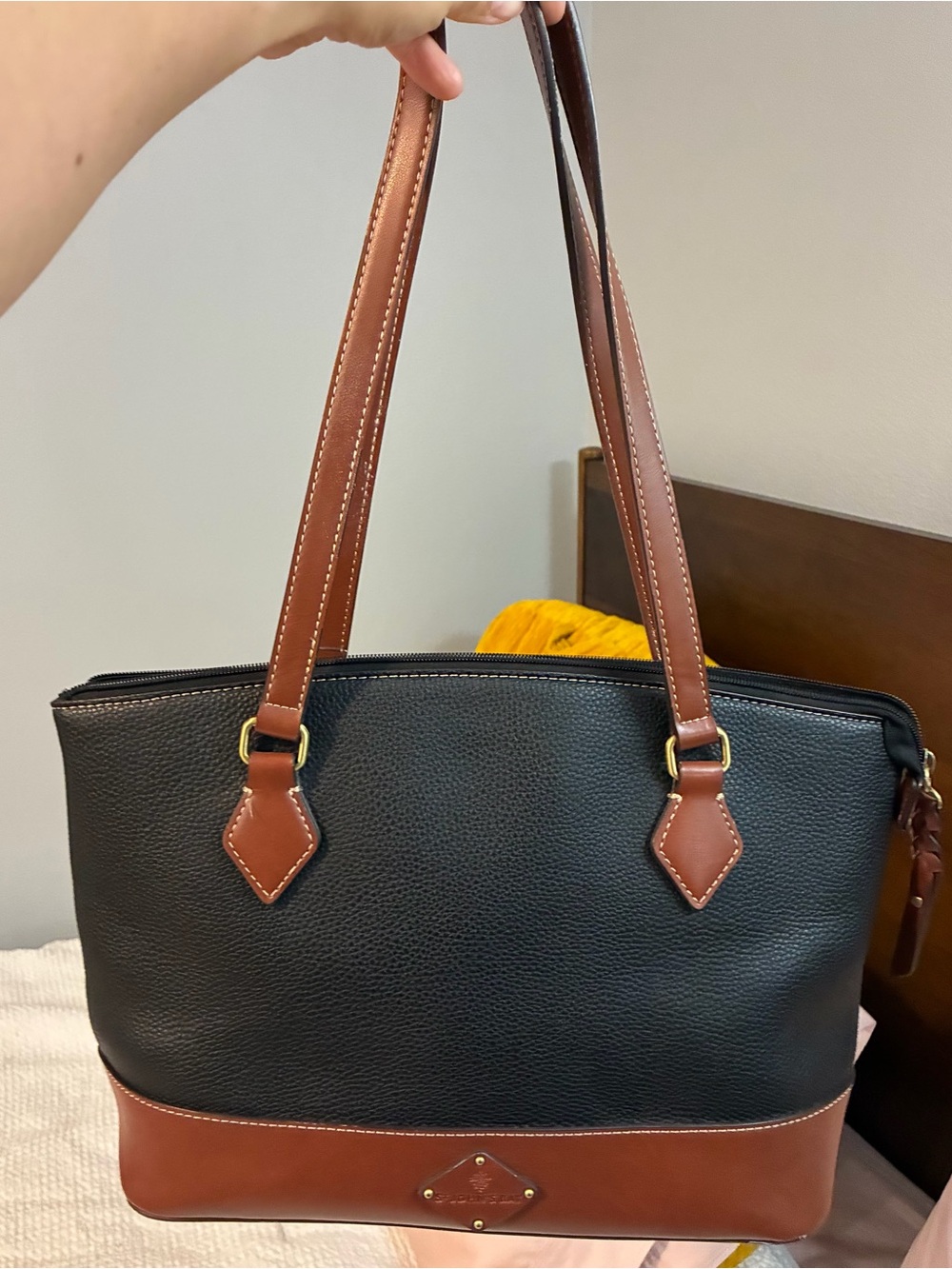 St. John's Bay Black and Brown Leather Tote